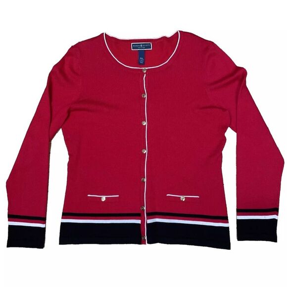 KAREN SCOTT Petites Cardigan PXL Women Red Rayon Office Career Professional Work - Picture 1 of 15